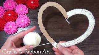 Super Easy Craft Ideas with Wool - Amazing Valentine's Day Crafts - DIY Woolen Heart Wall Decor