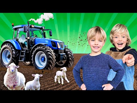 Tractor Adventure and Tiny Baby Lambs 🐑 🚜 | Tractors and Farm Vehicles with Sky and Finn