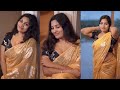 South Indian Saree Draping Style Yellow With Golden Shine Saree Black Floral Embroidery Blouse