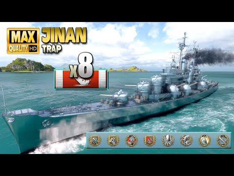Cruiser Jinan: Excellent play on map Trap - World of Warships