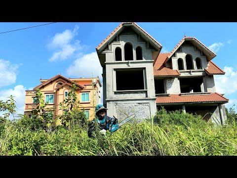 MOWING overgrown grass TRANSFORMATION abandoned MANSION house CRAZY lawn clean up Full VIDEO