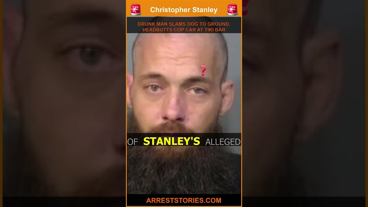 DRUNK MAN SLAMS DOG TO GROUND, HEADBUTTS COP CAR AT TIKI BAR