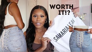 HONEST SAMARIA LEAH JEANS REVIEW| LACEUP DIY| LeCHANEL