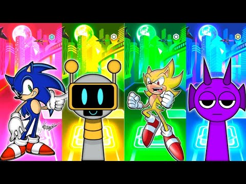 Sprunky 🆚 Sonic 🆚 Minions 🆚 Sprunky|•|Tiles Hop EDM Rush🎶🎶
