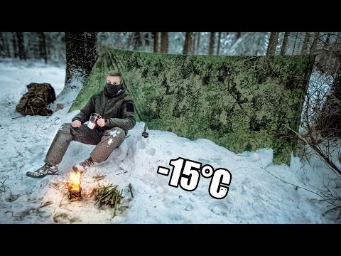 24H allein im Gebirge bei −15 °C | Winterbiwak im Schnee 