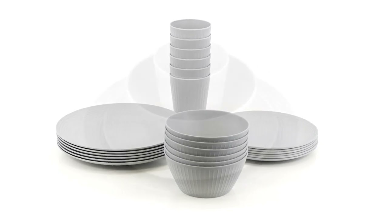 24 Pcs Grey Picnic Dinner Set for 6 People