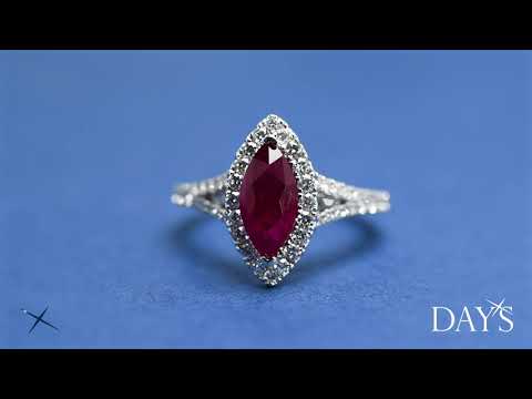 Marquise Ruby Ring in 18kt White Gold with Diamonds (5/8ct tw)