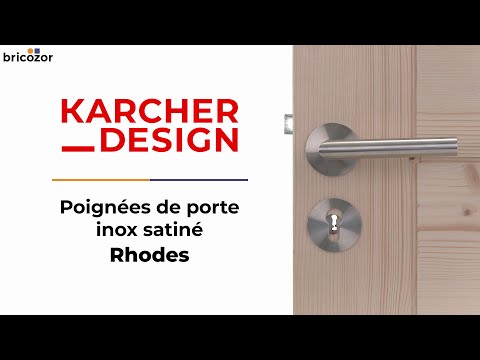 Poignées de porte sur rosaces rondes  - inox satiné - Rhodes KARCHER DESIGN