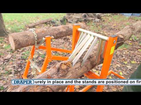 Manually operated, easily transportable log stands available w...