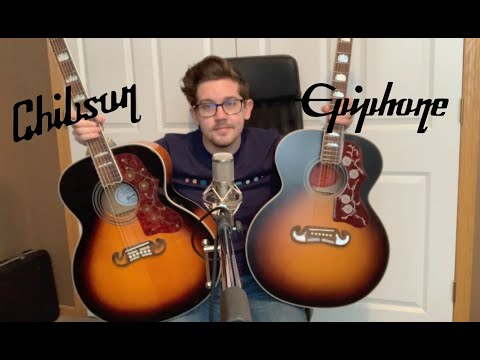 Epiphone Inspired by Gibson Masterbilt J-200 vs Chinese Gibson copy "Chibson" J200 Comparison