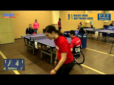 Para Table tennis Open 2013 Eger - E. Major HUN vs. T. Matthews GBR wheelchair team match