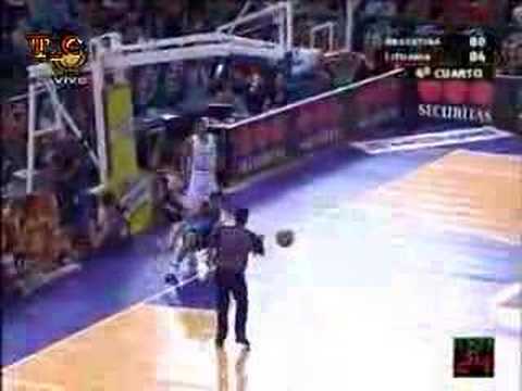 Carlos Delfino dunks on Lithuanian guy