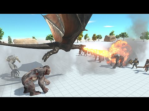 DRAGON WITH GORO & SCOURGE VS 2X FACTION - Animal Revolt Battle Simulator