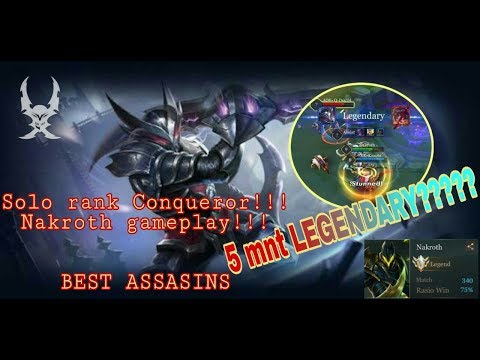 Solo rank Conqueror!!!Nakroth gameplay!!!5 mnt LEGENDARY???