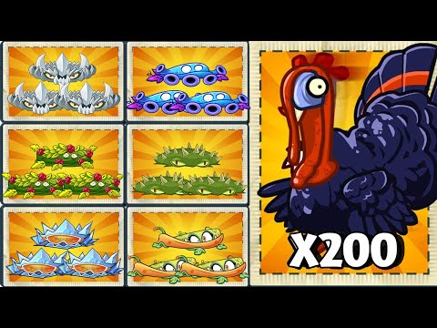 Random Team Same Plant POWER UP Vs Team 200 Turkey Zombie - PvZ 2 Minigame