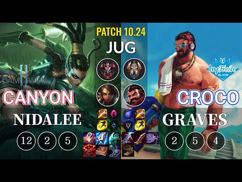DWG Canyon Nidalee vs hyF Croco Graves Jungle - KR Patch 10.24
