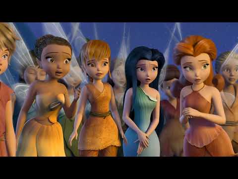Trailer still for Tinker Bell and the Lost Treasure showing Tink in autumn flight toward the Blue Harvest Moon