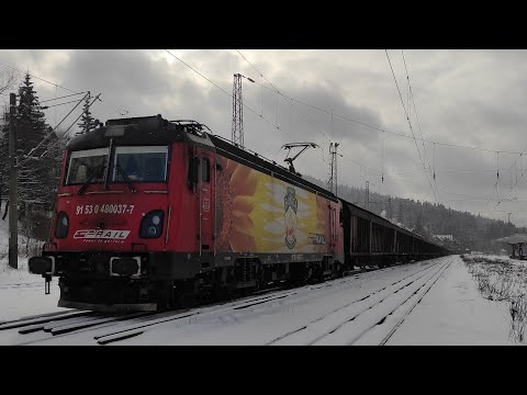 Tren de marfa CER-FERSPED intra in Predeal cu "bunica" 480-037-7 - 15.01.2021