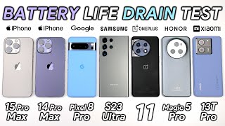 iPhone 15 Pro Max vs 14 Pro Max / Pixel / Samsung / OnePlus / Honor / Xiaomi Battery Life Test!