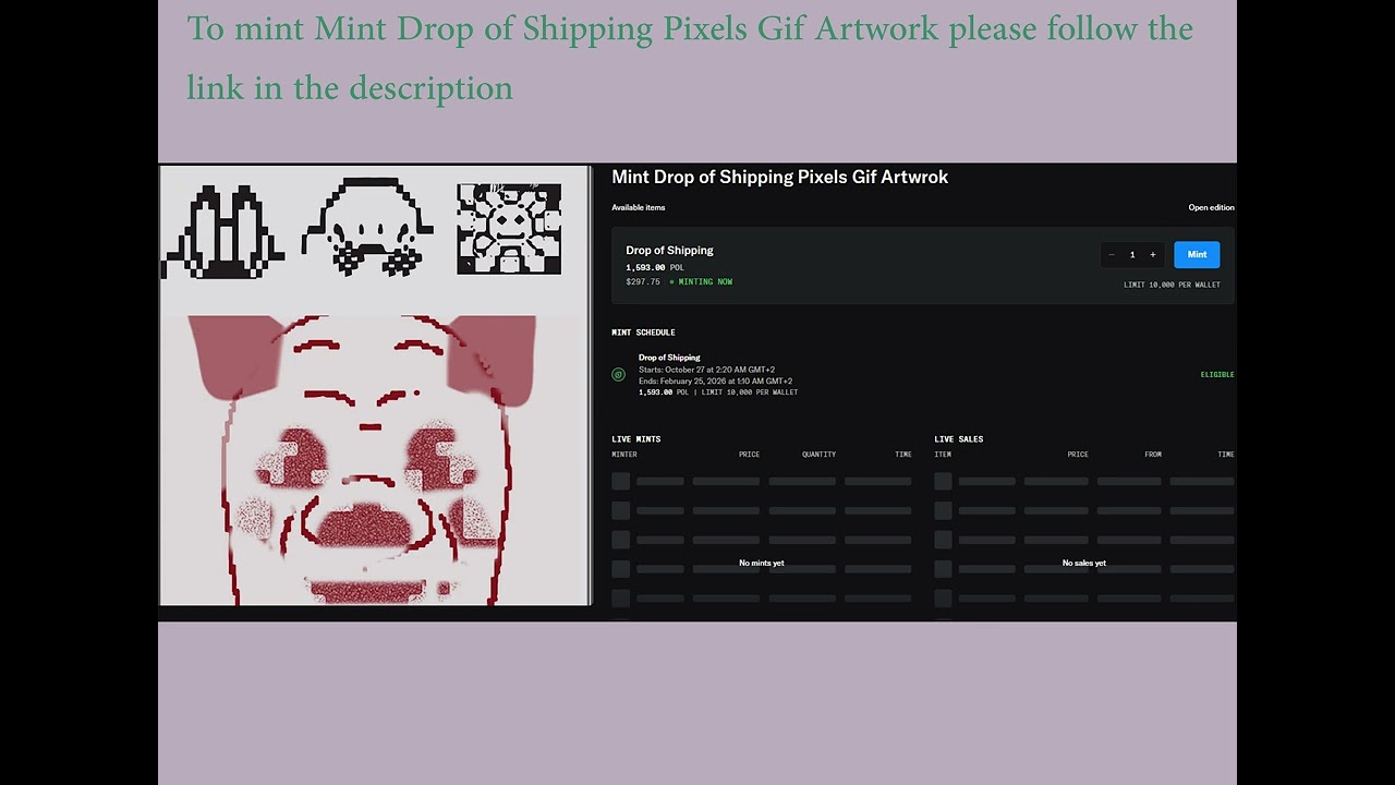 Opensea Drop Nfts Mint Drop of Shipping Pixels Gif Artwork
