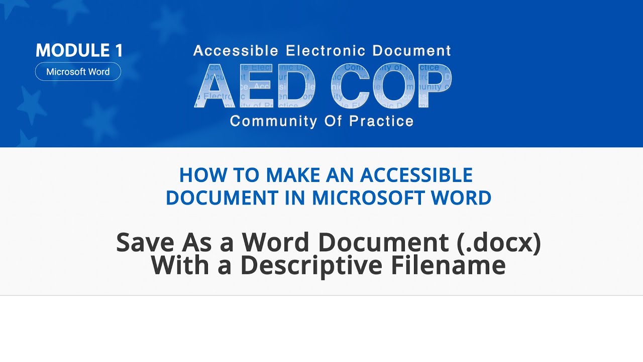 AED CoP: Microsoft Word - Save as DOCX