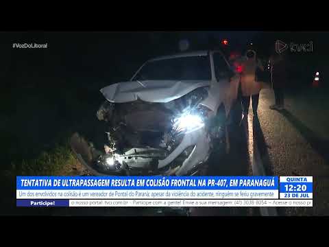 TENTATIVA DE ULTRAPASSAGEM RESULTA EM COLISÃO FRONTAL NA PR-407, EM PARANAGUÁ