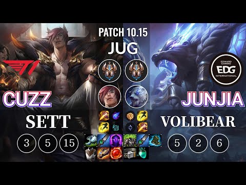 T1 Cuzz Sett vs EDG JunJia Volibear Jungle - KR Patch 10.15