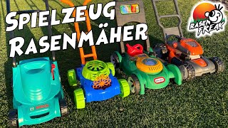 4 SPIELZEUG RASENMÄHER im großen VERGLEICHSTEST! Wir testen 4 sehr beliebte Kinder Rasenmäher.
