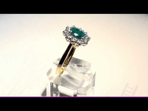Thomas Gear Jewellers -  18k Yellow Gold Diamond and Emerald Cluster Ring .34ct (01-09-120)