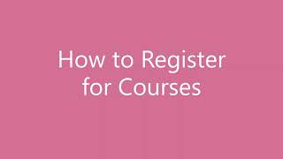 Course Registration Tutorial