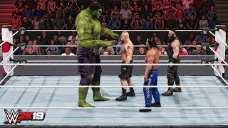 WWE 2K19 Giant Hulk vs Mini Brock Lesnar, Mini Braun Strowman &amp; Mini Great Khali Match!