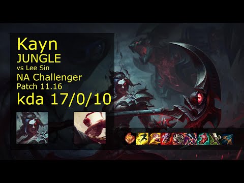 Kayn vs Lee Sin Jungle - NA Challenger 17/0/10 Patch 11.16 Gameplay