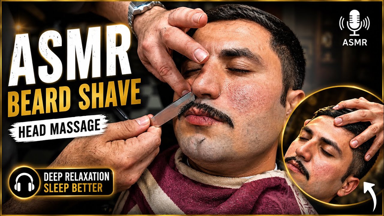 ASMR Beard Trim & Relaxing Head Massage 💈 Turkish Barber for Deep Sleep