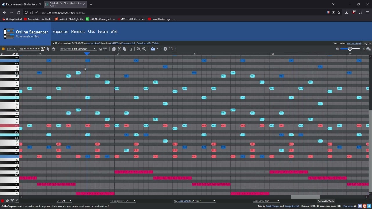 Eiffel 65   I'm Blue  on Online Sequencer
