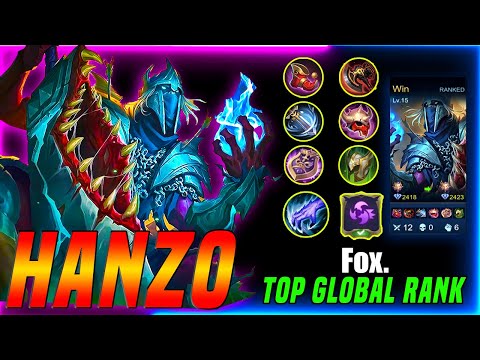 Unkillable Hanzo With Tanky Build!! | Hanzo Best Build 2021 | Top 1 Global Rank Hanzo By Fox. | MLBB