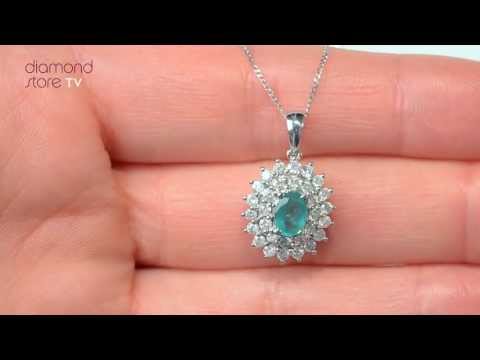 G4961 - Stunning Emerald 0.75CT And Diamond 9K White Gold Pendant