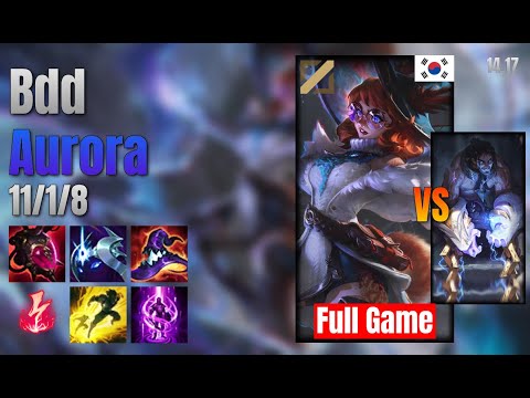 Bdd Mid Aurora vs Sylas lol KR solo rank Full Game 14.17