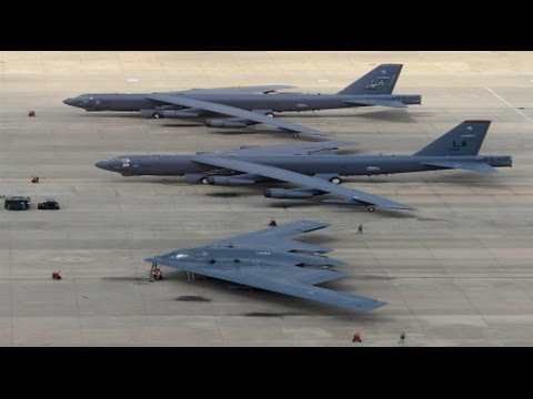 RAW  B1 B52 B2  Nuclear Bombers Fly Over Video