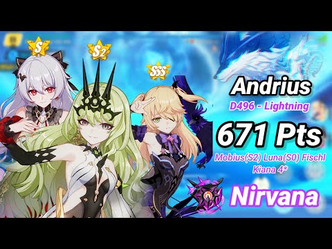 Nirvana D496: Andrius (Lightning) 671 Pts - Mobius(S2) Luna(S0) Fischl Kiana 4* - Honkai 7.0