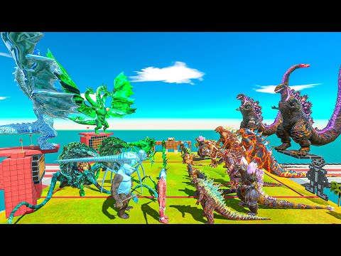 Evolution of Lava Shin Godzilla Size Comparison and Fire Itself vs Team Ice and Green King Ghidorah