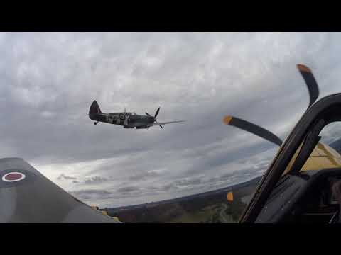 Flying a P-51Mustang, with a Spitfire and P-40 Kittyhawk! Battle of Britain Flypasts