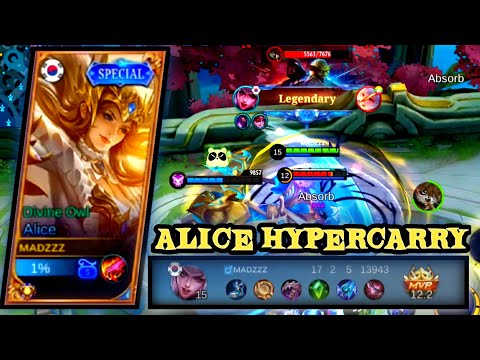 SOLO RANKED ALICE HYPERCARRY WALAUPUN GAK ADA STACK DAMAGENYA TETAP SAKIT + UNLIMITED MANA - MLBB