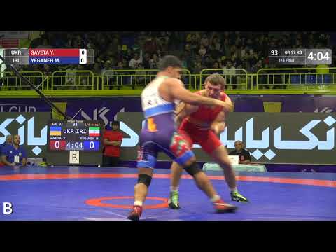 1/4 GR - 97 kg: Y. SAVETA (UKR) v. M. YEGANEH (IRI)