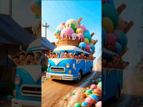A beautiful bus filled with fun ice cream is coming😋🍦🍦🤗#icecream #icecreambus #aiart  #viralshort