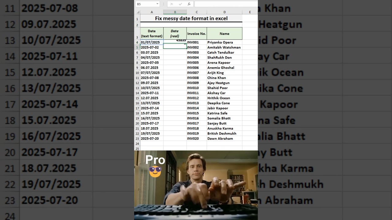 Fix messy date format in excel in 10 seconds! 💯 #excel #formula #shortcut