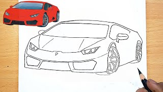 How to Draw a Lamborghini Car | Easy Outline to an Amazing Finish | Lamborghini Huracán car Drawing