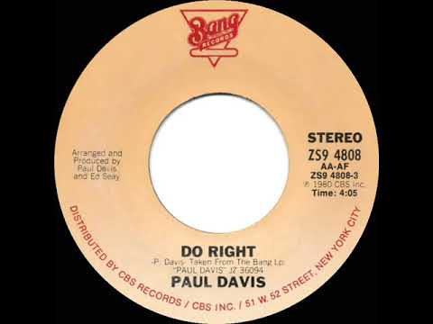 1980 HITS ARCHIVE: Do Right - Paul Davis (stereo 45)