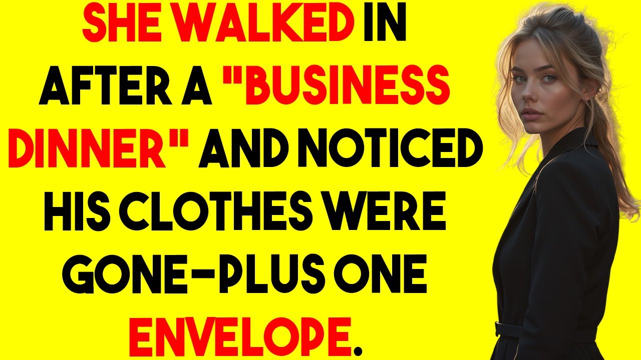 She walked in after a BUSINESS DINNER and noticed his clothes were gone—plus one ENVELOPE.