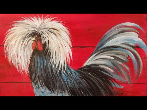 ROOSTER Acrylic Painting Tutorial for Beginners LIVE Step by Step 3 Color Challenge