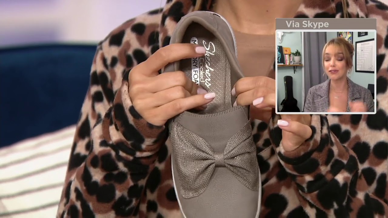 Skechers Microleather Slip-On Shoes w/ Bow - Madison Ave on QVC